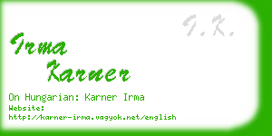 irma karner business card